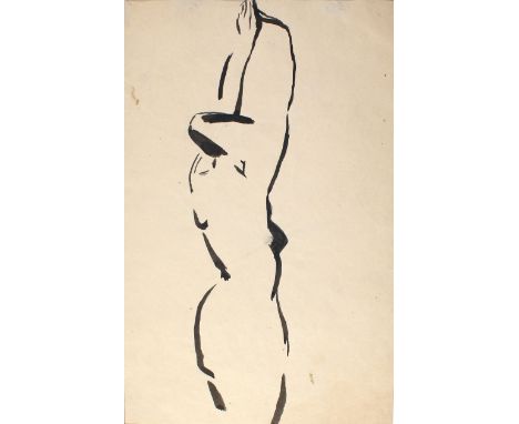 Hahs, Erwin: (1887 Berlin - Zernsdorf 1970). Akt. Tuschezeichnung a. Papier, 1912. Ca. 28,7 x 19,7 cm. Unten rechts sign. u. 