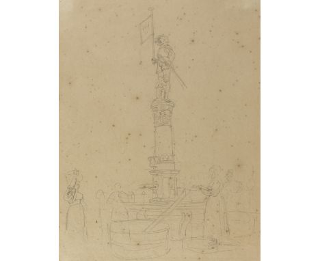 Klein, Johann Adam: (1792 Nürnberg 1875). Bern. 2 Studien der Berner Brunnen. 1 x der Kindlifresserbrunnen sowie der obere Te