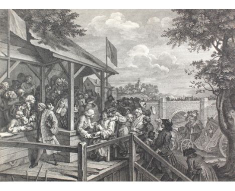 Hogarth, William: (1697 London 1764).  The Election Series. (The Polling - Charing the members). Platte III u. IV. 2 Kupferst