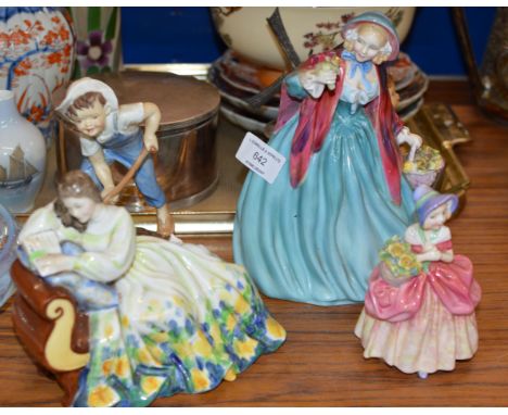 3 VARIOUS ROYAL DOULTON FIGURINES &amp; ROYAL WORCESTER FIGURINE    