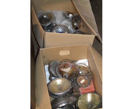 2 BOXES WITH VARIOUS VINTAGE CAR PARTS    
