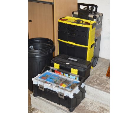 VARIOUS TOOLS OVER VARIOUS TOOL BOXES    