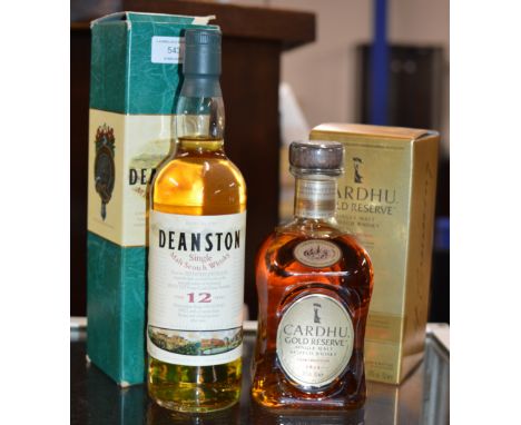 DEANSTON OVER 12 YEAR OLD SINGLE MALT SCOTCH WHISKY, WITH PRESENTATION BOX - 70CL, 40% VOL &amp; CARDHU GOLD RESERVE SINGLE M