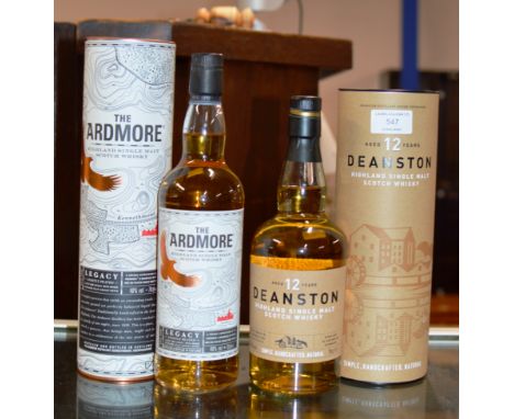 DEANSTON 12 YEAR OLD HIGHLAND SINGLE MALT SCOTCH WHISKY, WITH PRESENTATION BOX - 70CL, 40% VOL &amp; ARDMORE LEGACY LIGHTLY P