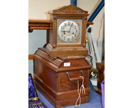 VINTAGE SEWING MACHINE &amp; OAK CASED CLOCK    