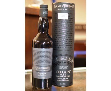 OBAN BAY RESERVE GAME OF THRONES THE NIGHT'S WATCH, I AM THE SWORD IN THE DARKNESS SINGLE MALT SCOTCH WHISKY WITH PRESENTATIO