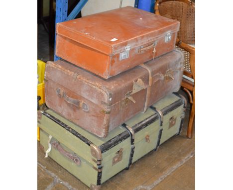 2 OLD TRUNKS &amp; VINTAGE CASE    