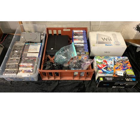 LARGE GAMING LOT PS1 WITH 25 GAMES - PS4 WITH 25 GAMES - Wii U CONSOLE &amp; Wii SPORTS RESORT WITH CONTROLLER
