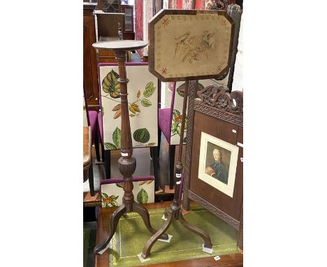 MAHOGANY TORCHERE &amp; FIRE SCREEN -  A/F