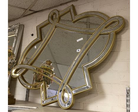 GILT FRAMED CELTIC DESIGN MIRROR - 95CMS (H) X 113CMS (W) APPROX A/F