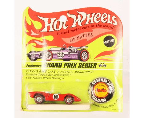 Hot Wheels Redline Ferrari 312P - RARE ENAMEL RED, racing number 60, black interior, blue tinted screen, 1969 Hong Kong base,