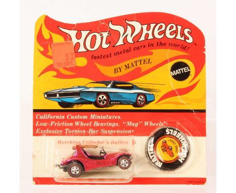 Hot Wheels Redline Sand Crab Spectraflame Hot Pink, black interior, clear windows, USA base, toning &amp; minor pitting to bo