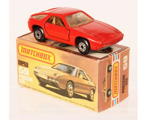 Matchbox Superfast 59d Porsche 928 FACTORY PRE-PRODUCTION COLOUR TRIAL - red body, clear windows, brown interior, bare metal 