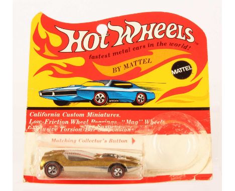 Hot Wheels Redline Splittin' Image Spectraflame Gold, off white interior, clear windscreens, 1968 USA base, toning to body, c