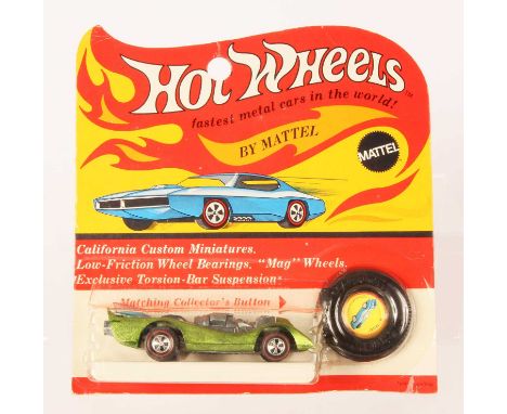 Hot Wheels Redline Jet Threat - Spectraflame Light Green. Blue tinted driver canopy which is out of position, some toning &am