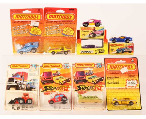 Matchbox Superfast Group of 1970's to More Recent Issue Models - (1) 10b Ford Mustang Piston Popper - Excellent in Fair Box; 