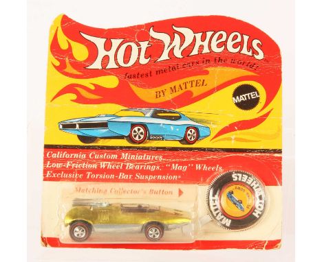 Hot Wheels Redline Peeping Bomb Spectraflame Yellow, black interior, clear windscreen, 1969 USA base, toning &amp; some pitti