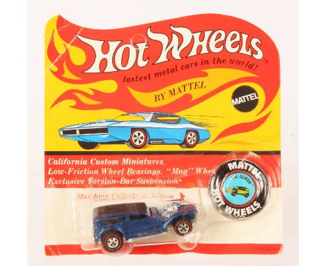 Hot Wheels Redline The Demon Spectraflame Blue with black roof, black interior, blue tinted windscreen, 1969 Hong Kong base, 