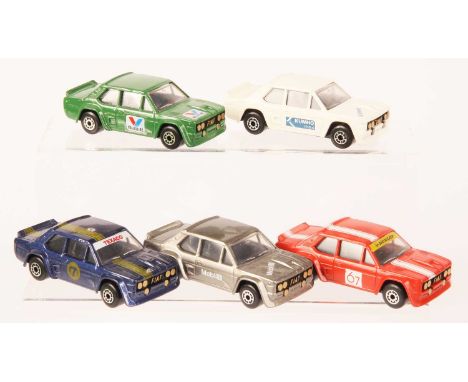 Matchbox Superfast Group of 5 x 74e Fiat Abarth MADE IN BULGARIA ISSUES - all are clear windows, gold headlamps &amp; grille 