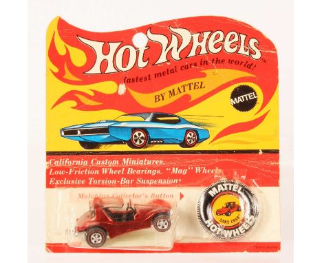 Hot Wheels Redline Sand Crab Spectraflame red, black interior, clear windows, USA base, some toning &amp; minor pitting to bo