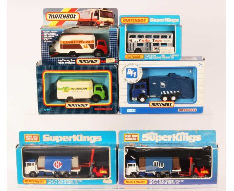 Matchbox Super Kings Group of Commercial Vehicles - including 2 x K-34 DAF Flatbed Pallet Truck &amp; Fork Lift Truck - both 