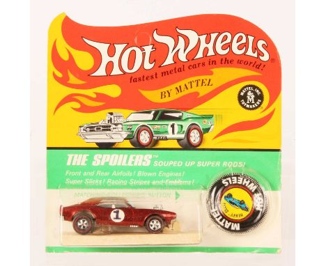 Hot Wheels Redline The Spoilers Heavy Chevy Spectraflame Red, off white interior, blue tinted windows, white stripes to roof,