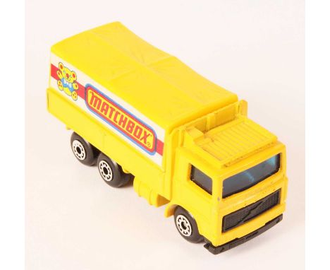 Matchbox Superfast MB26 Volvo Dropside Truck FACTORY PRE-PRODUCTION COLOUR TRIAL - dark yellow body, lighter yellow plastic c