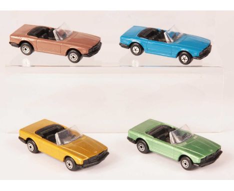 Matchbox Superfast 4 x 6c Mercedes Convertible MADE IN BULGARIA ISSUES - all are clear windscreen, black interior, gloss blac