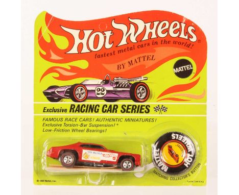 Hot Wheels Redline Mongoose Funny Car Dragster Enamel Red, blue tinted screen, 1969 USA base, some pitting to body &amp; pain