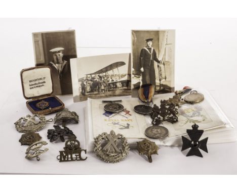 A WWI naval group of associated medals, including Pip, Squeak, and Wilfred, plus a Long Service and Good Conduct medal awarde