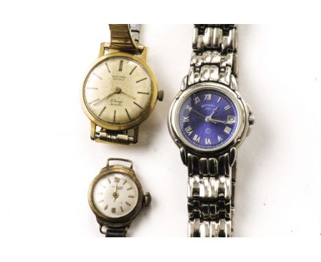 A 9ct gold Rotary lady’s wristwatch, with circualar case on later expanding strap, together with a 9ct gold cased Accurist la