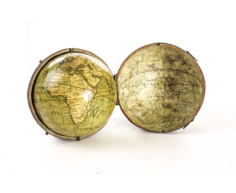 A fine and rare George IV 3 inch Newton’s pocket Terrestrial globe by Newton Son & Berry, with twelve hand coloured engraving