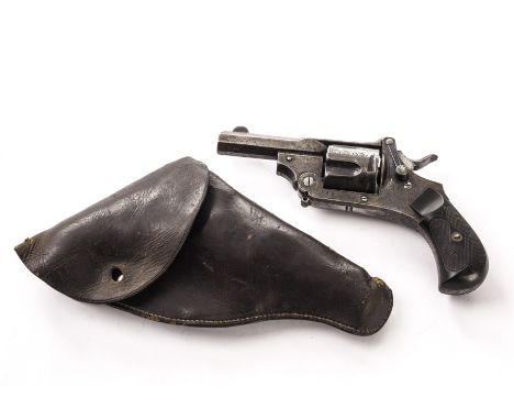 A late 19th/early 20th century Belgian five shot pocket revolver with 6cm barrel folding trigger, and twin cylinder release b