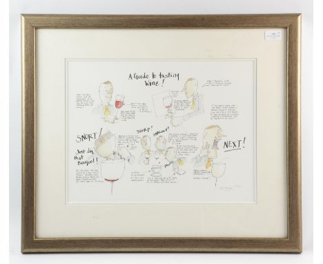 Tim Bulmer A Guide to Wine Tasting, limited edition hand signed print, , signed in pencil and numbered 24 of 195 lower right.