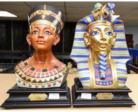 Italian ceramic bust of Tutankhamun and Nephriti, by Cortese, 42cm highCondition Report:  In good condition overall. Tutankha