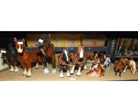 Quantity of models of ceramic horses, to include Beswick, and a Beswick model of a spaniel (Qty)