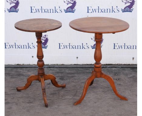 A late Victorian birchwood tripod table, with tilt-top, baluster stem and triple cabriole legs, together with a small Victori