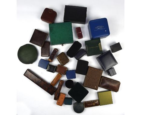A bag of jewellery boxes, including antique bracelet, stick pin and necklace boxes, with modern ring boxes and other modern a