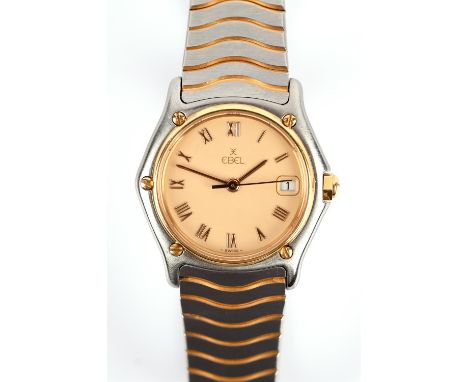 Ebel 1911,  A Ladies reference 183908, bi metal wristwatch the signed dial with gold Roman numeral hour markers and centre se
