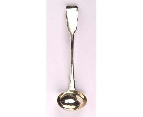 Provincial English silver fiddle pattern sauce ladle by John Walton. Newcastle, 1846.