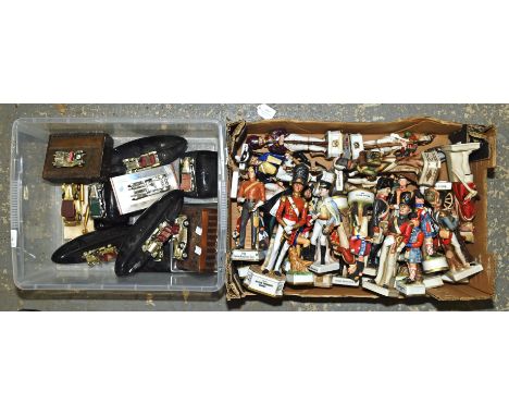 Collection of ceramic models of soldiers from history, 20th Century, to include an Officer Grenadier Guards 1840, 31cm high, 