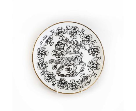 ▴ Sir Grayson Perry RA (b.1960)'Lion Queen', 2022, a glazed fine china plate based on the 'Lion Queen Charger' Perry created 