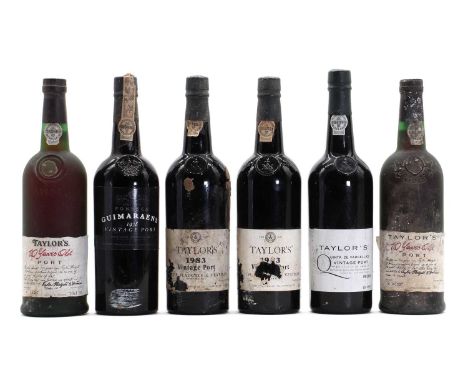 A selection of Vintage Port to include Fonseca, Guimaraens, 1978 (1), Taylors, 1983 (2), Taylors, Quinta de Vargellas, 1988 (