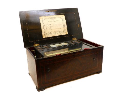 A J H Heller Bern celeste musical box,playing six airs with organ attachment, six hidden bells with bird strikes, the unusual