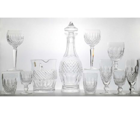 A Waterford crystal glass 'Colleen' pattern suite,for six place settings, comprising water goblets, 15.5cm high, red wine gla