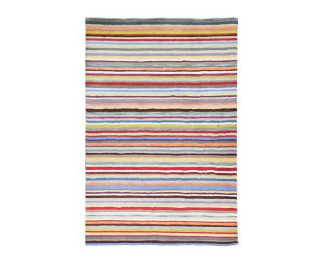 A contemporary 'Paul Smith ' style striped wool rug, the deep pile with numerous multii-coloured wavey stripes,240 x 170cmCon
