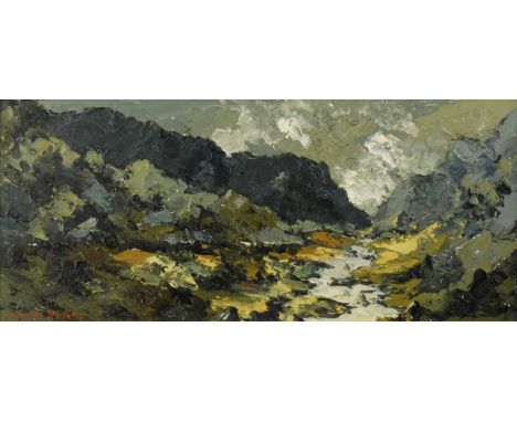 § Charles Wyatt Warren (Welsh 1908-1993) A Welsh Landscapesigned 'Chas Wyatt Warren' (lower left)oil on board23.5 x 54cmCondi