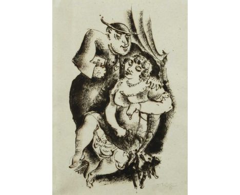 § Richard Ziegler (German 1891-1992) Earthly and Heavenly Love, 1925initialled (lower right)pen and ink26 x 18.5cm  Exhibited