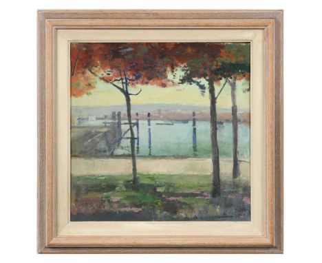 § Fred Cuming RA (British 1930-) Lake Maggioresigned 'Cuming' (lower left); inscribed and titled to the reverse oil on board 