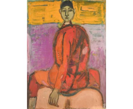 § Anna Mayerson (German 1906-1984) Portrait of a seated manoil on canvas, unframed105 x 77cm